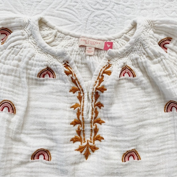 Pink Chicken Girls Cotton Gauze Ava Dress, Rainbows - Picture 4 of 4